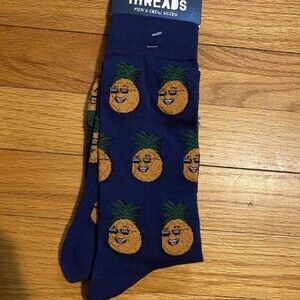 Happy Threads Pineapple Crew Socks Men's 6-12 NWT